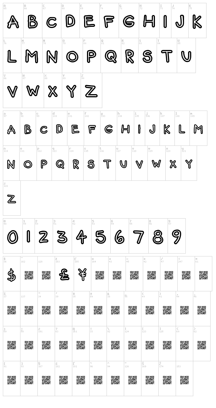 Fun Bear font map