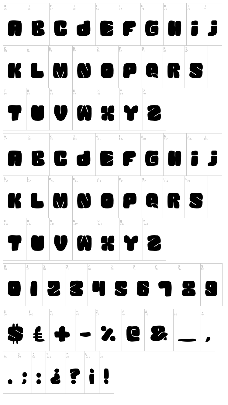 Squanded font map