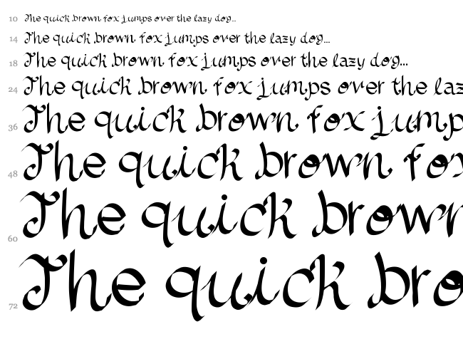 Lazy Dog font waterfall