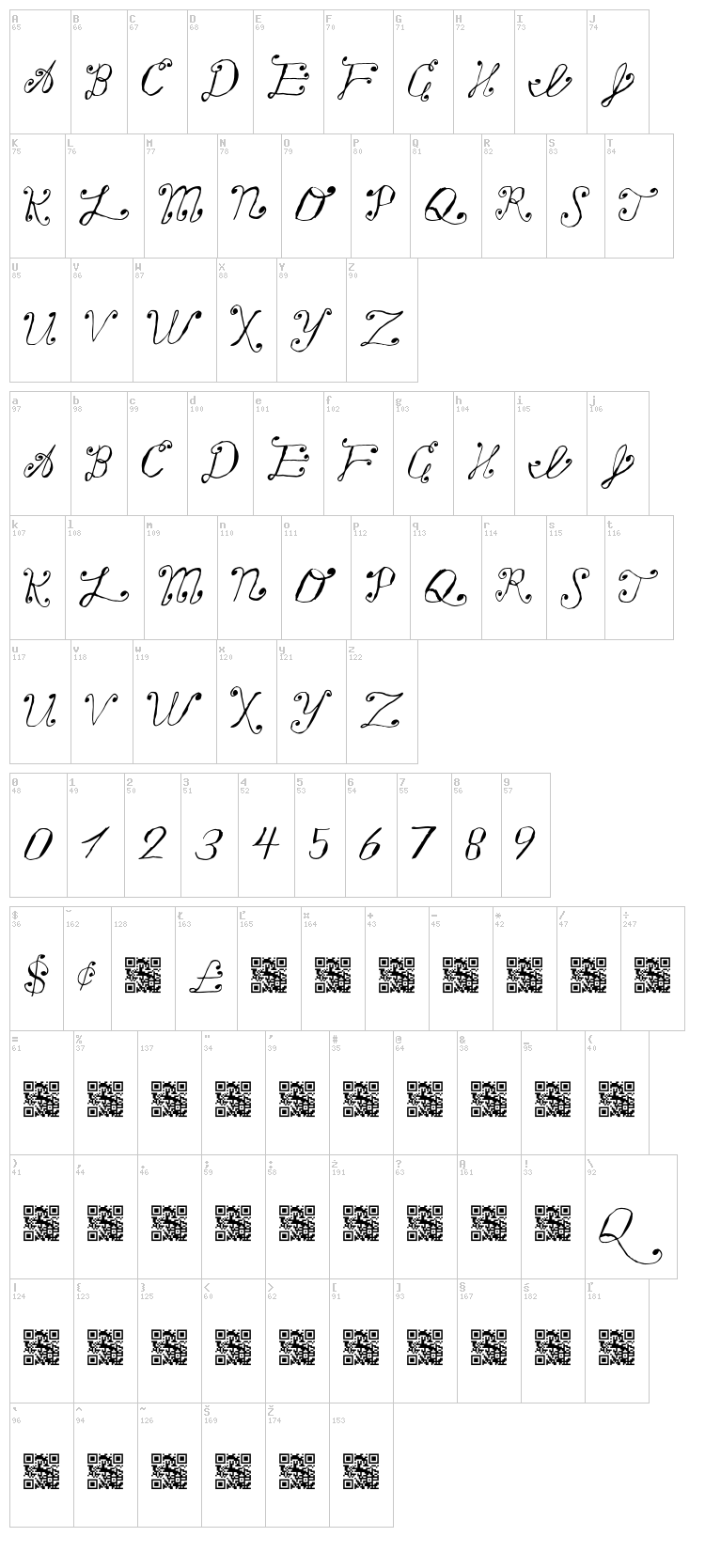 Making a List Checking it Twice font map