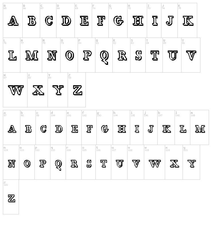Egidia font map