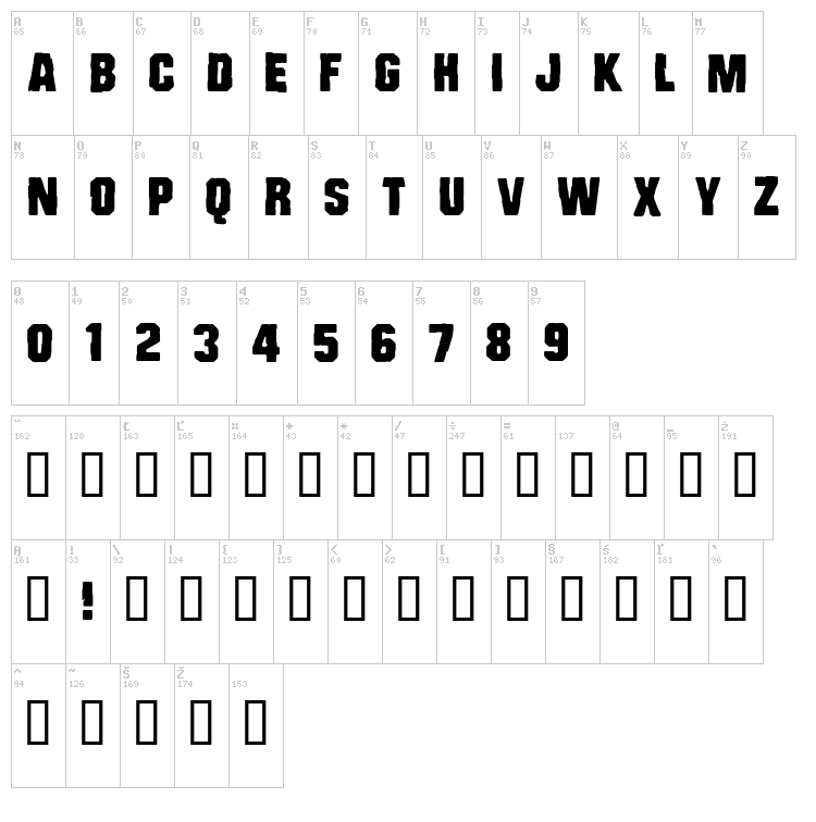 CF Bad Cops font map