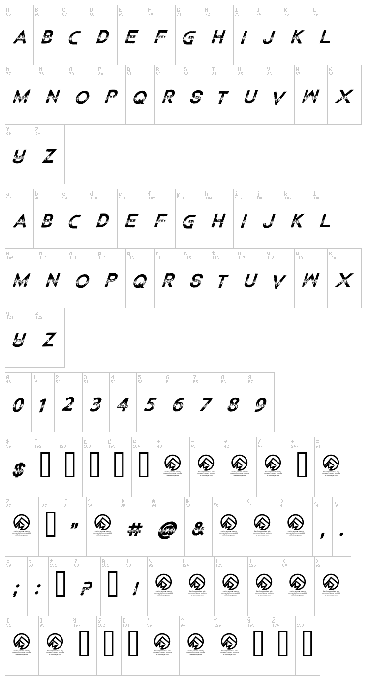 Children Among Lions font map