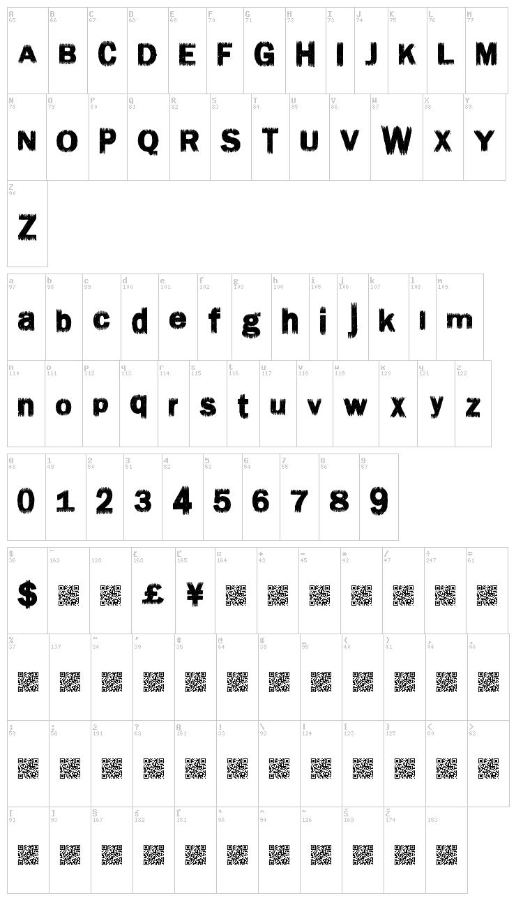 Chronic Deal font map