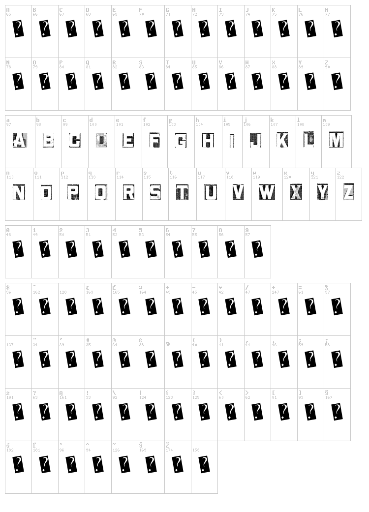 Metal Block Two font map
