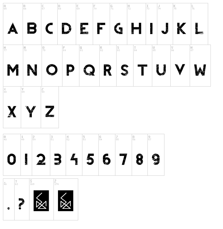 Revolution II font map