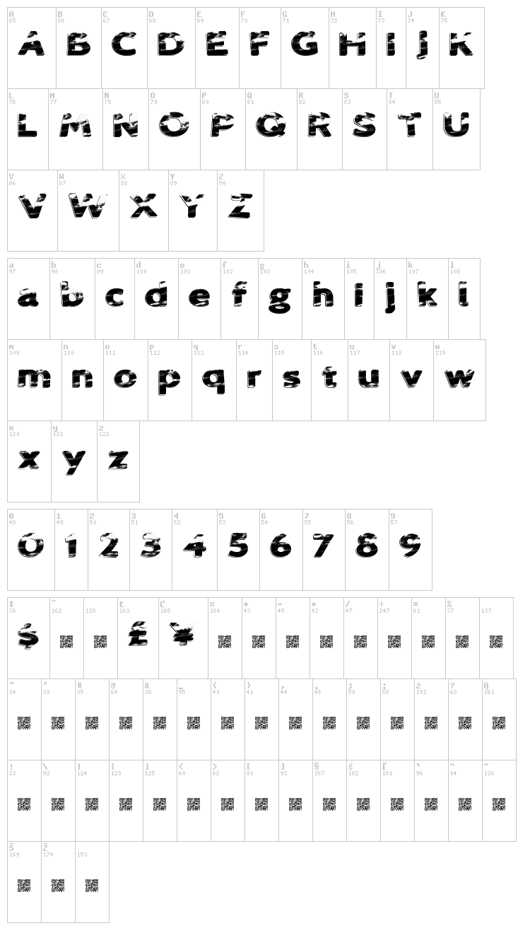 Sprung Breakers font map