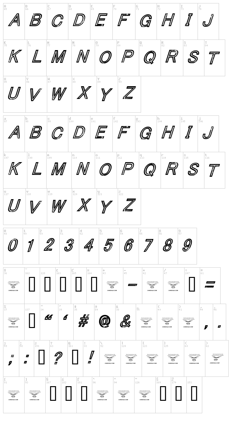 Tha Cool Kidz font map