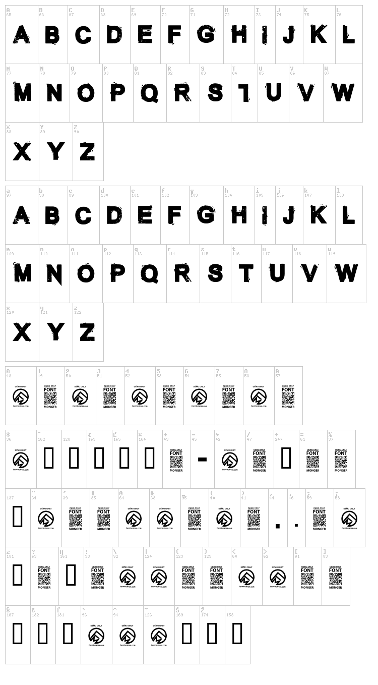 The Unknown font map