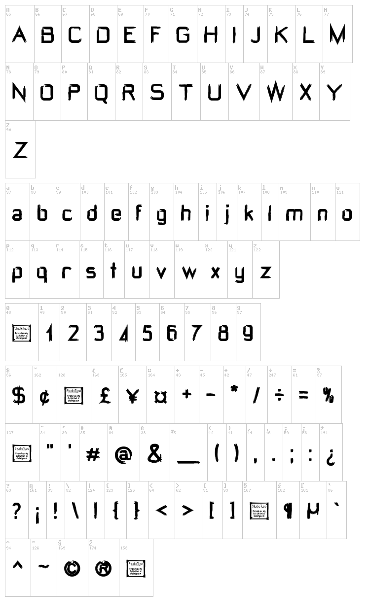 W@rdoom font map