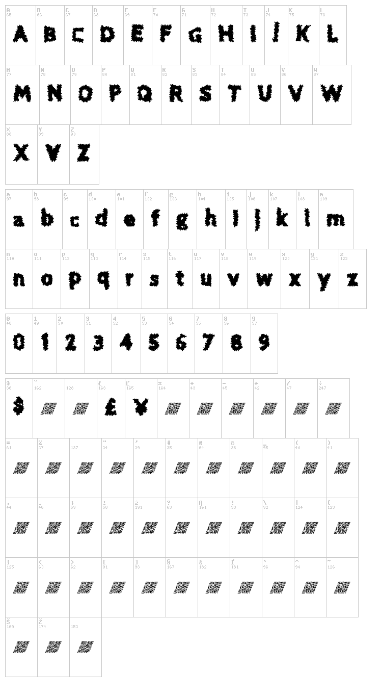 Bite Tyme font map