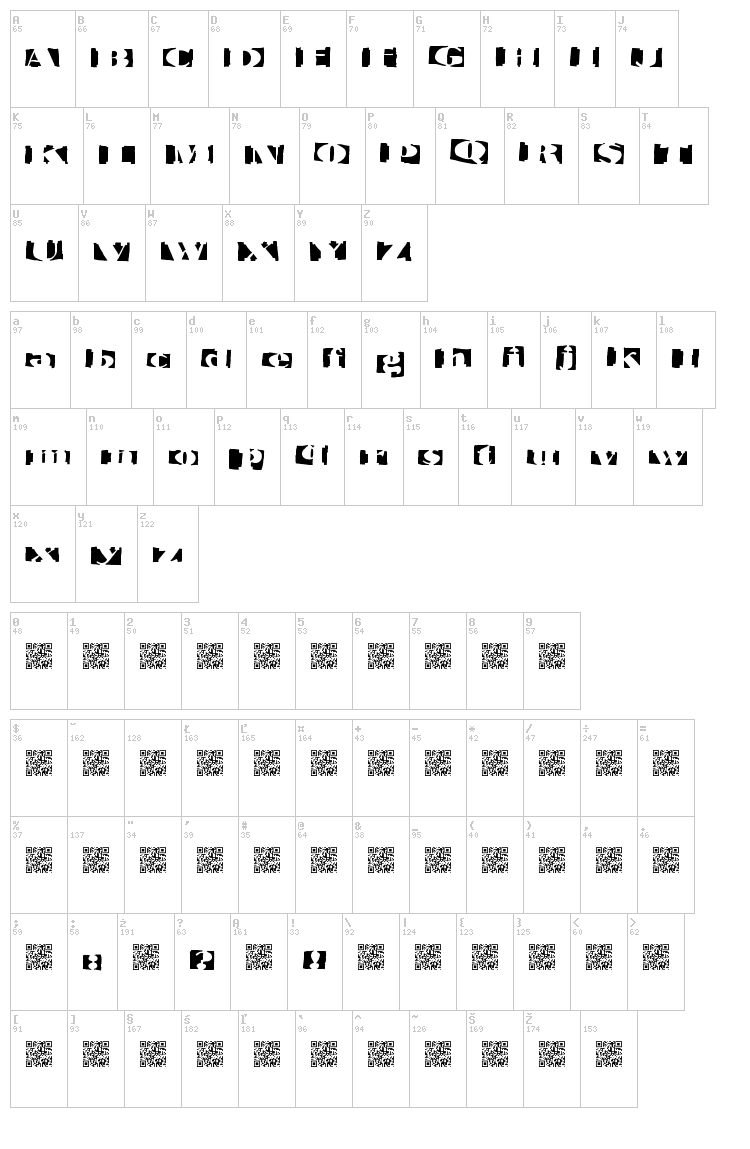 Invertage font map