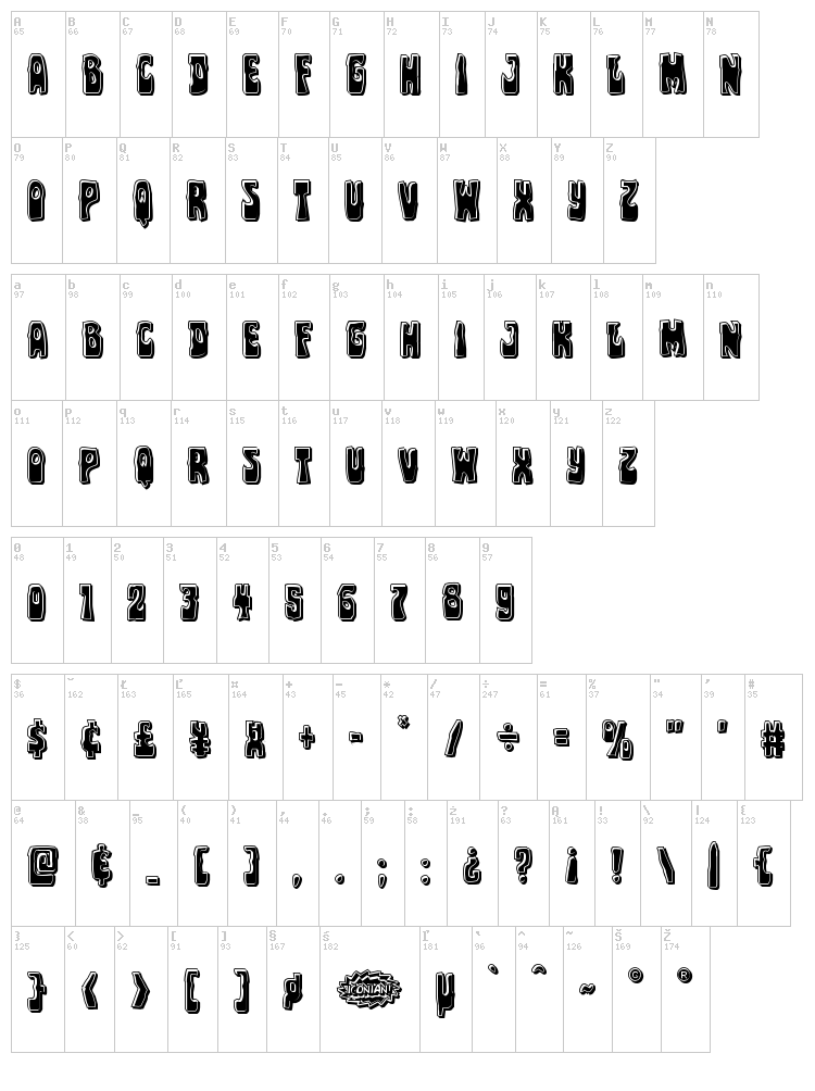 Pocket Monster font map