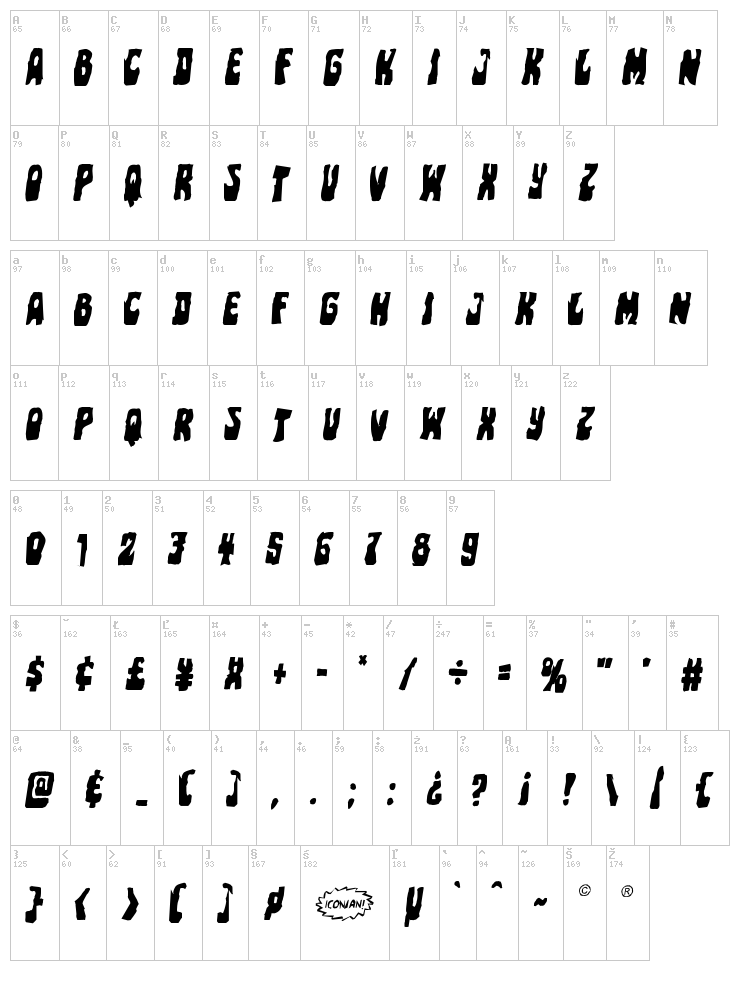 Pocket Monster font map