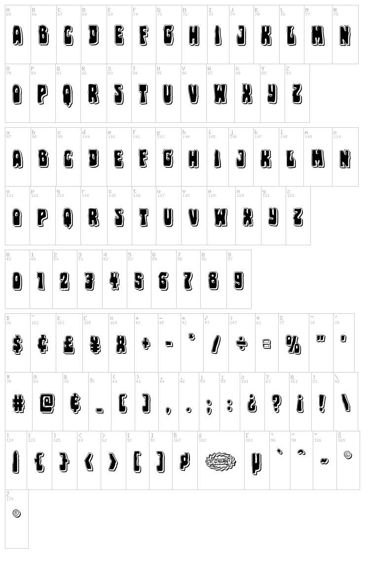 Pocket Monster font map