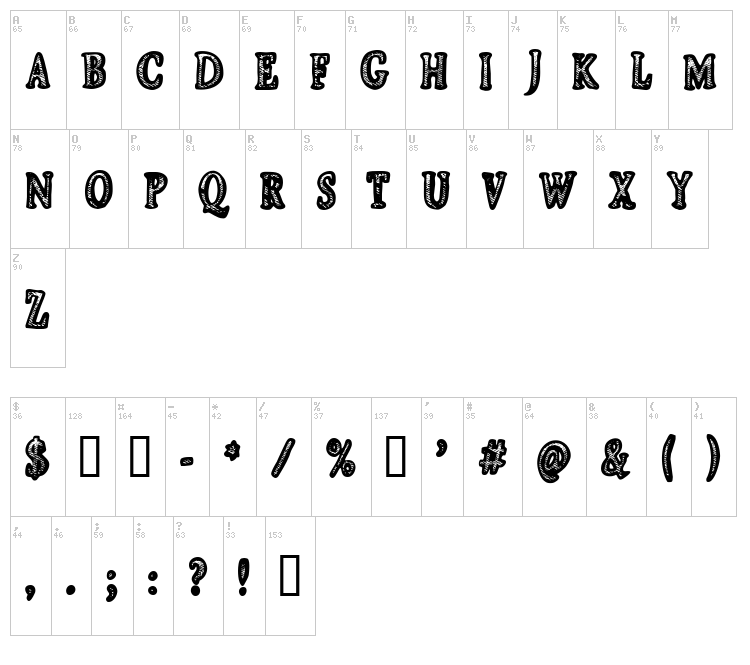 CF Jeans Collection font map