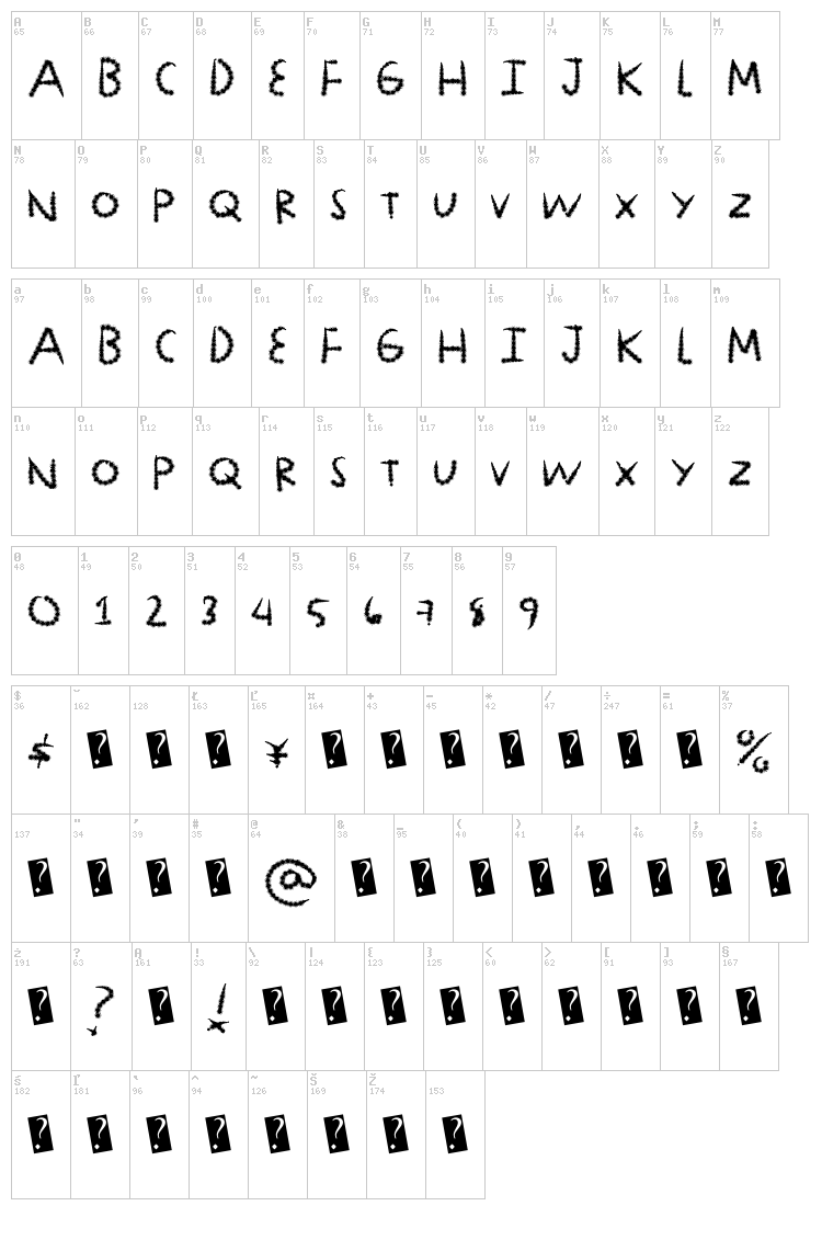 Diamond Lux font map