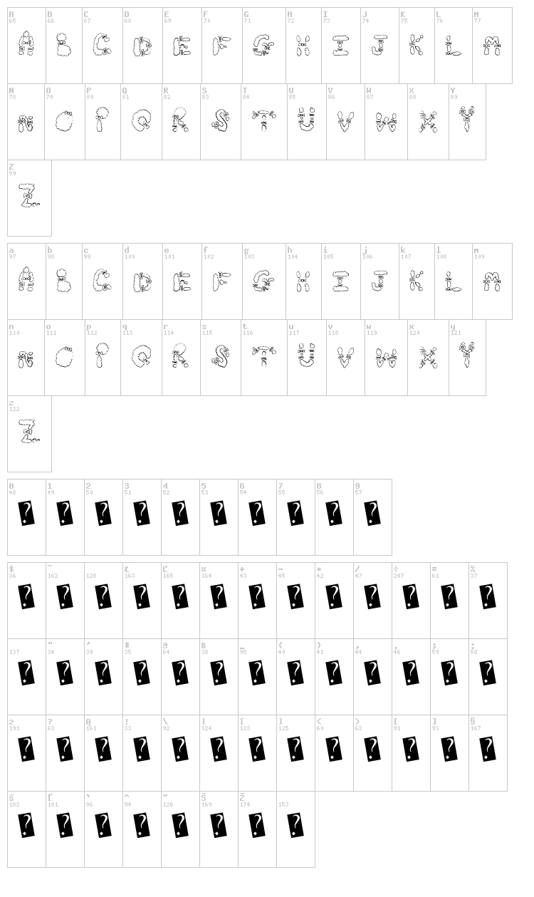 Hair Bows font map