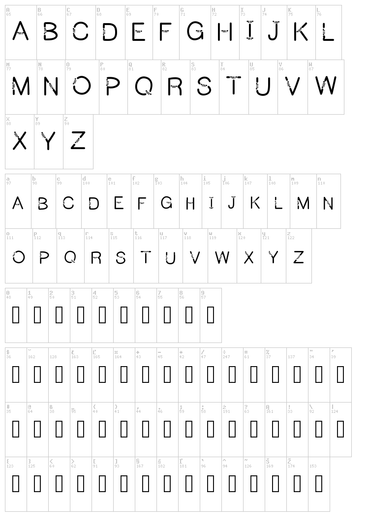 Jeepcaps font map