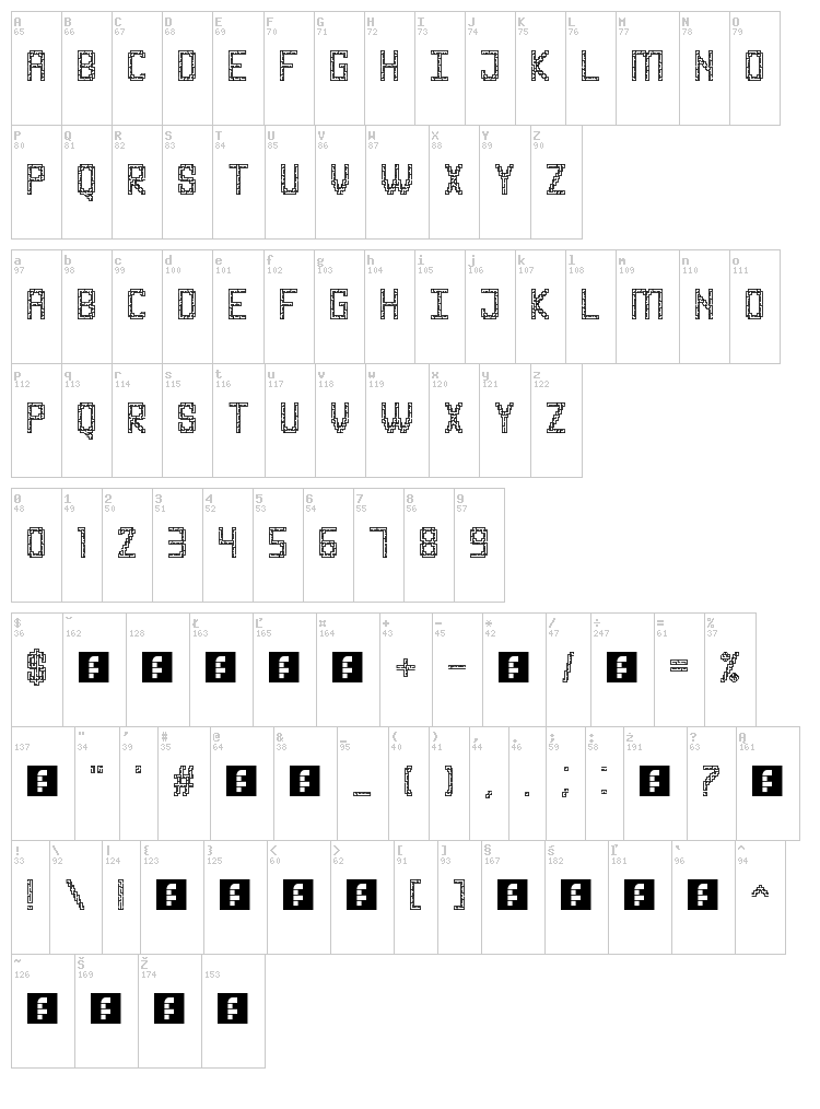 Maze Sanz font map