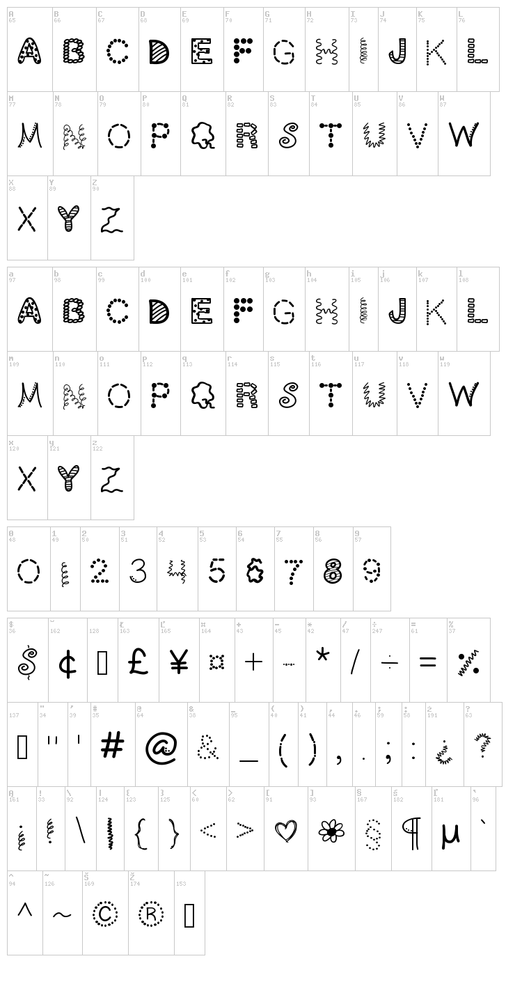 ScrapOHolic font map