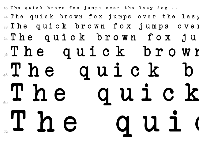 Another Typewriter font waterfall