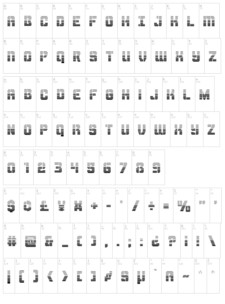 Thunder Trooper font map