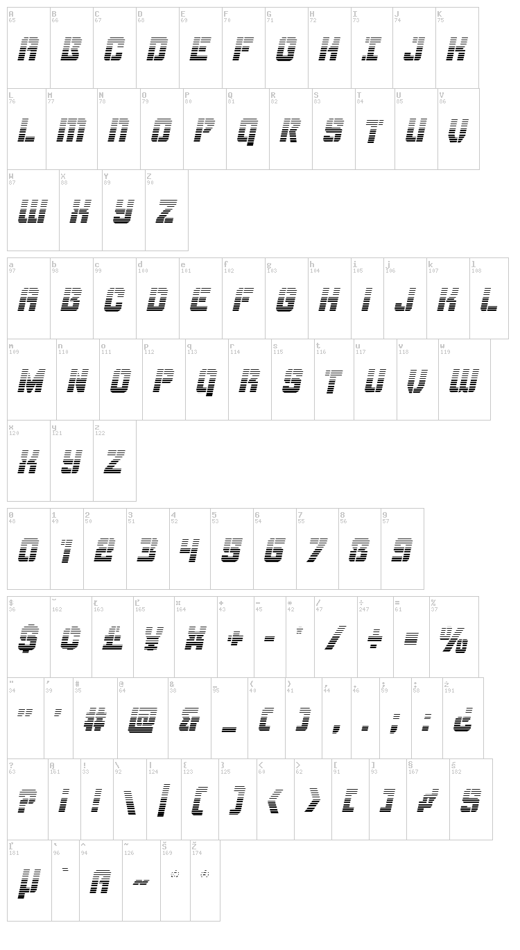 Thunder Trooper font map