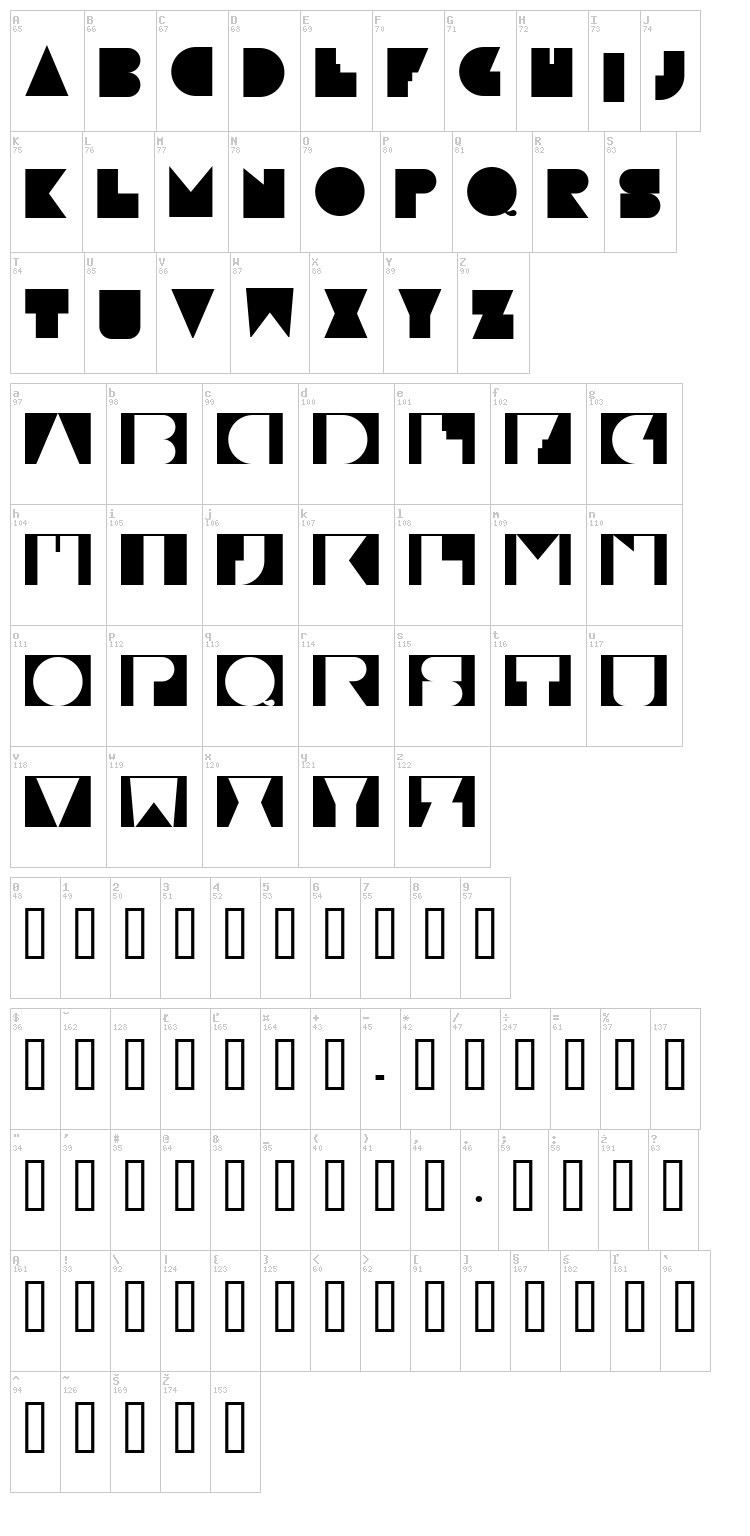 Paulistana Maraba font map