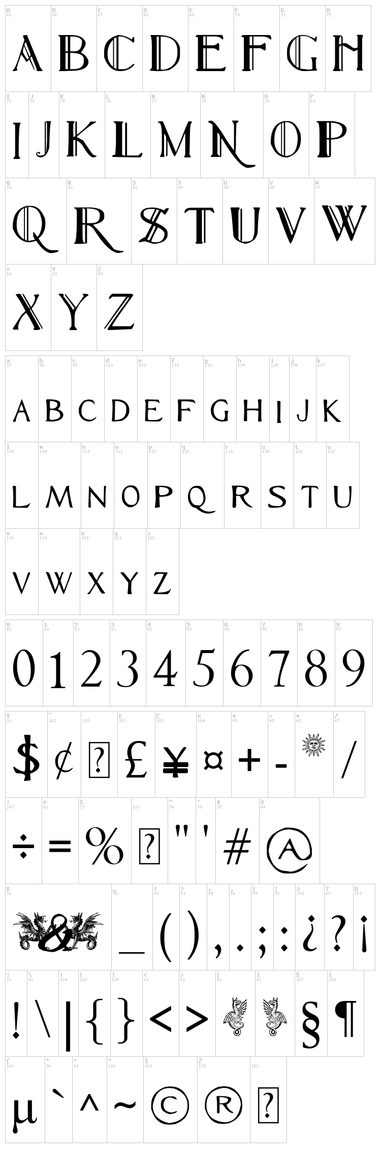 Renny Hybrid font map