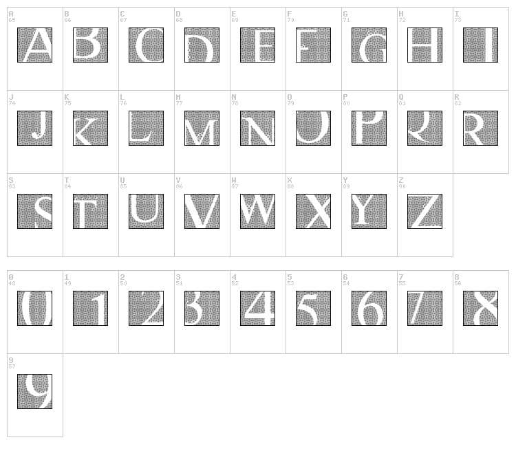 Songket font map