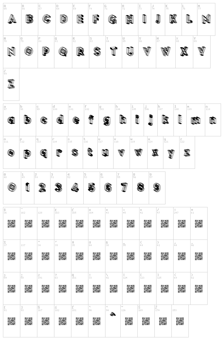 Blockchain font map