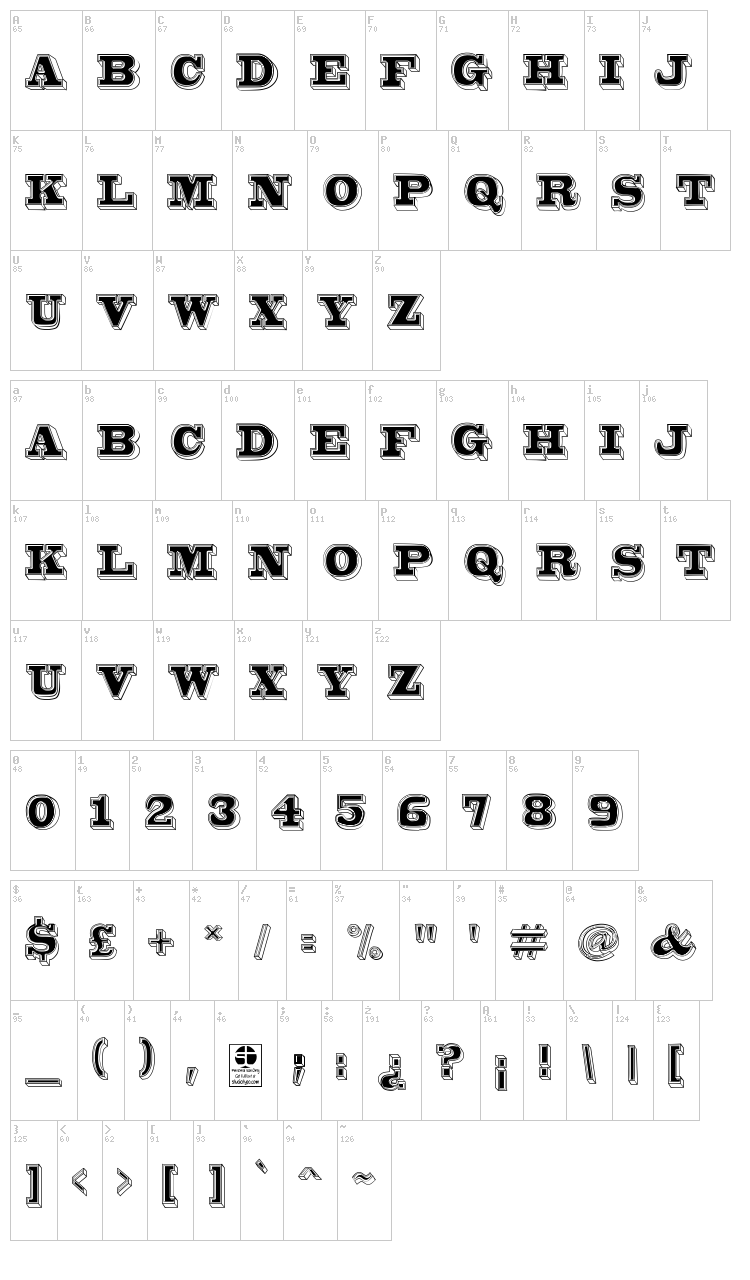 Bro 4D font map