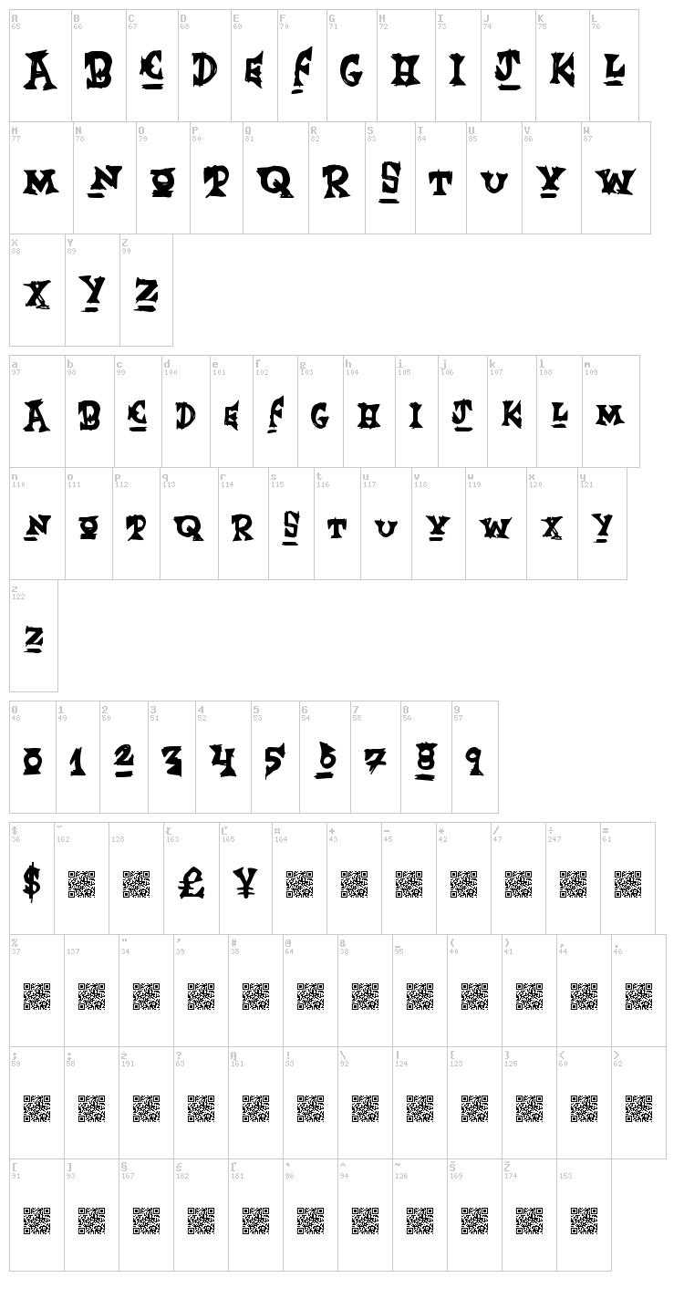 Event Maker font map