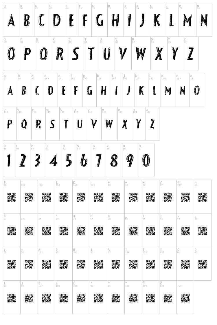 Fancy Shadow font map
