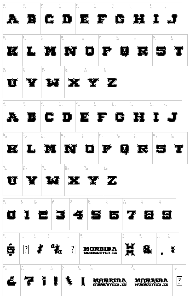 Morbida font map