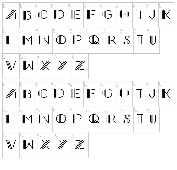 PhotoCab Display font map