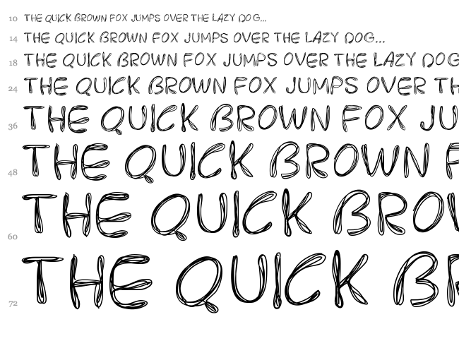 PW Rounded Scratch font waterfall