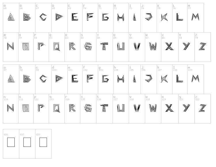 Pyramid Inverted font map