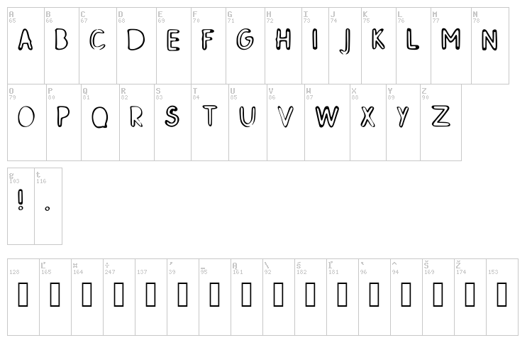 SK Mildred font map