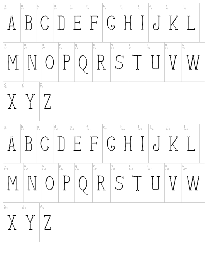 Stitches font map