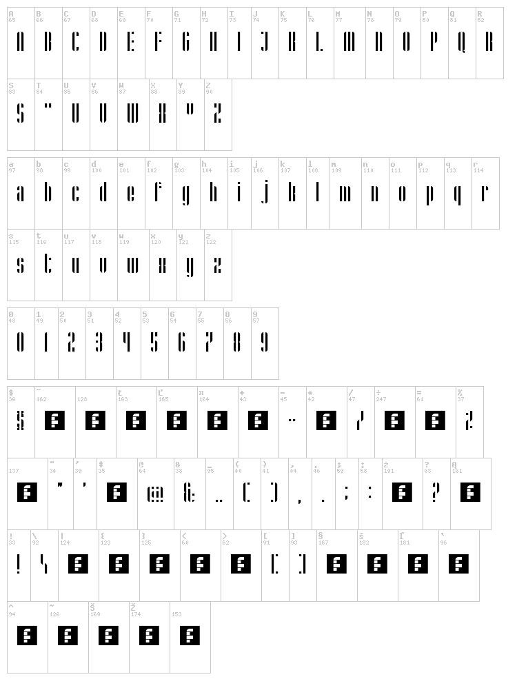 Stripes font map