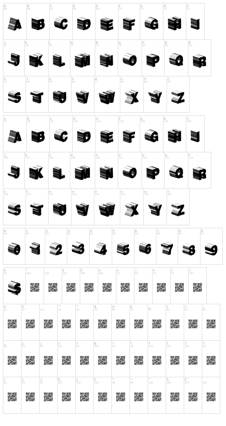 Twerk Fifty font map