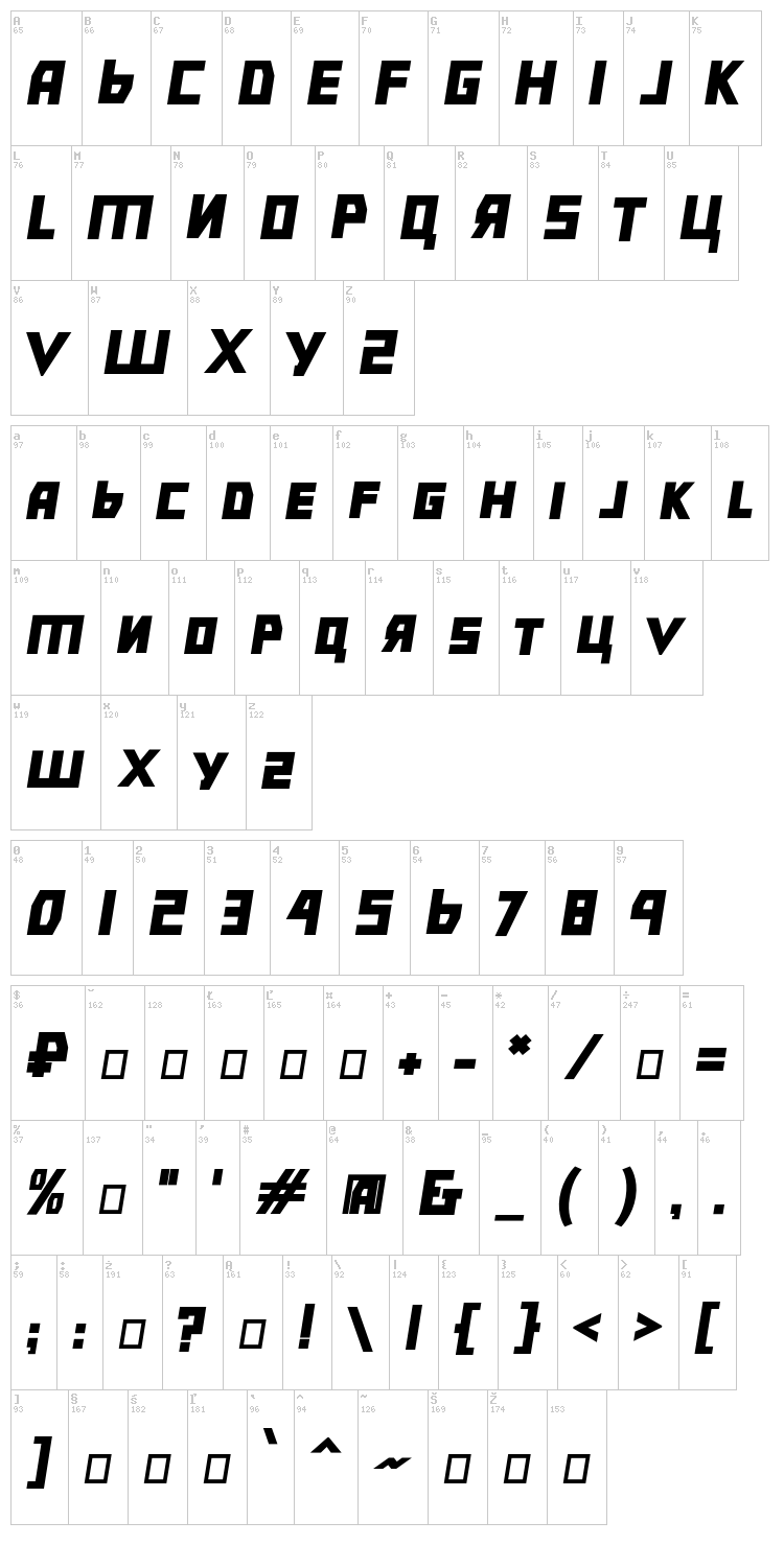 Bolshevik font map