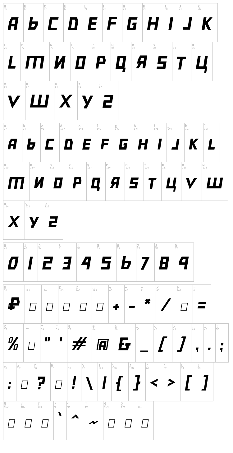 Bolshevik font map