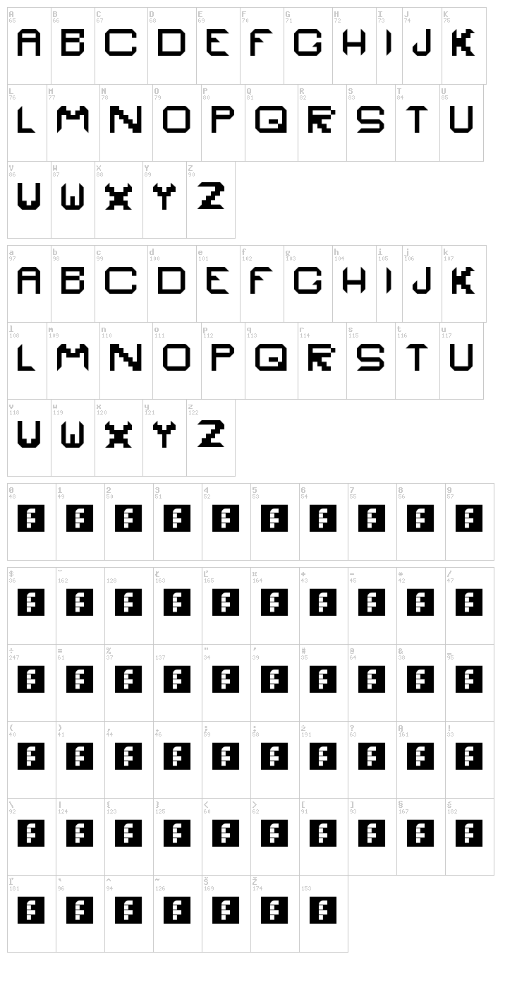 Aqua font map