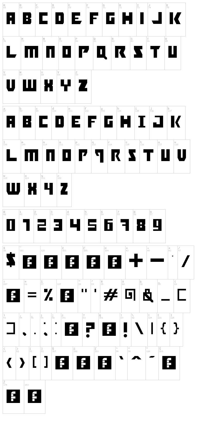 Booyakasha font map