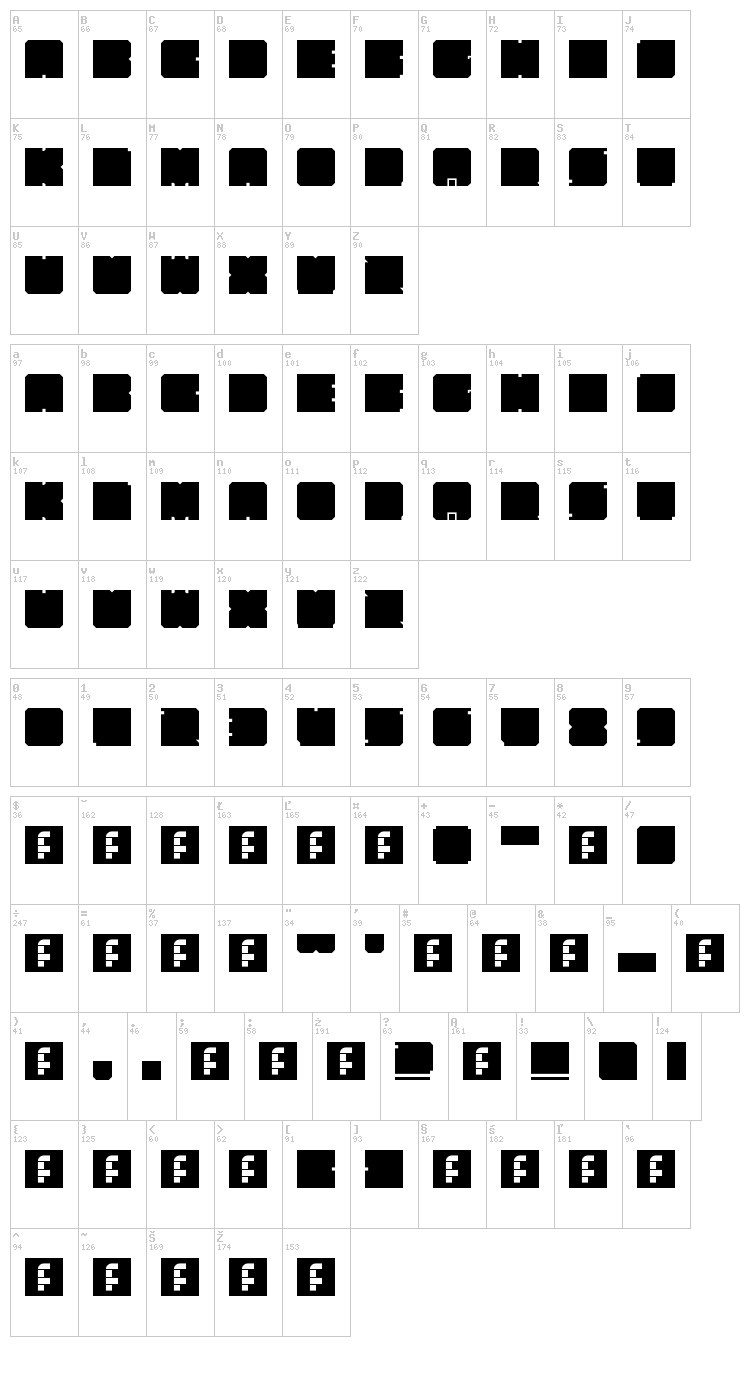 Kasual Bloks font map