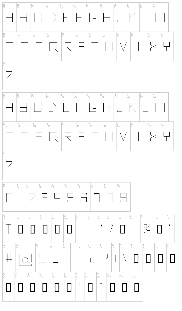 Kubus font map
