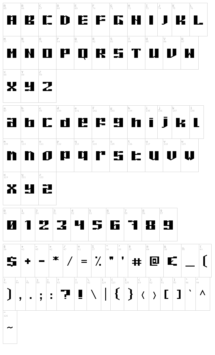 Piloton font map